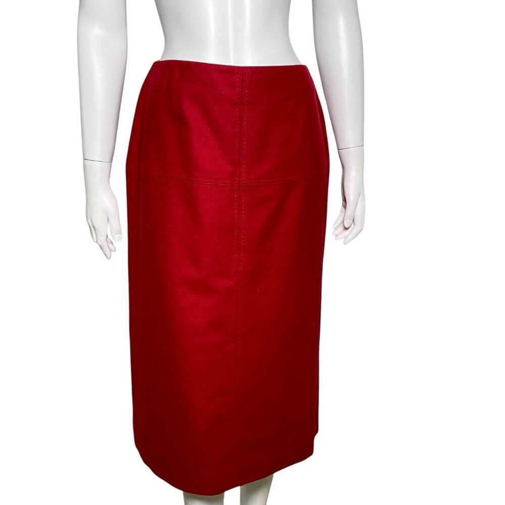 Ann Taylor Pencil Skirt Womens Size 4 Wool Blend Fully Lined Red Business Career